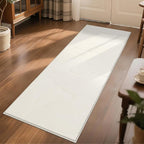 SHACOS Soft Cozy Fluffy Abstract Geometric High Low Pile Runner Rugs 2'x6' Non Slip Washable Scandinavian Minimalist Rug Modern Carpet Runner for Living Room Bedroom Bathroom Hallway, Cream