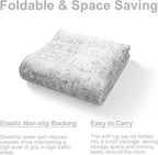LIVEBOX Washable Gray Rug 6x9 - Vintage Soft Rug for Living Room, Large Neutral Rugs Anti-Skid Low-Pile Flower Carpet for Bedroom Office, Silverygray