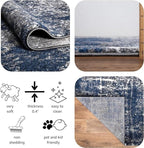 Keen Home Design Area Rugs - 8x10 Non-Shedding, Abstract Rugs for Kitchen, Living Room, Bedroom, Dining Room, Entryway - Size: 7'3" x 10'2", Navy/Grey/White