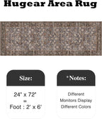 HUGEAR 2x6 Runner Rug Machine Washable Tradition Brown Hallway Area Rugs Indoor Accent Rugs Floral Low Pile Carpet Distressed Throw Rug Bedroom Living Room Office Dining Kitchen Laundry Non Slip
