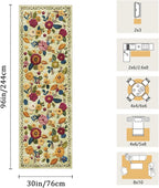2'6''x8' Machine Washable Runner Rug, Kitchen Hallway Area Rug Green Vintage Boho Floral Ultra Non-Slip Low Pile Soft Faux Wool Carpet, Kids and Pets Friendly for Bedroom Entryway Nursery Decor Rug