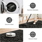 LIVEBOX Washable Area Rug 8x10 - Large Black Boho Living Room Rug Vintage Rugs for Bedroom, Non-Slip Retro Floral Carpet Print Distressed Accent Rugs for Dining Room Home Office
