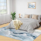 Modern Simple Art Rugs for Bedroom - 5x6 Area Rug - 3D Cloud Marble Rugs for Living Room, Abstract Mist Marble Rug, Washable Home Decor Carpet