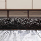 Unique Loom Solid Shag Collection Area Rug (5' 3" Round, Jet Black)