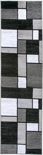 Rugshop Contemporary Modern Boxes for Hallway,Living Room,Bedroom,Kitchen Non Shedding Carpet Runner Rug 2'7" x 8' Gray