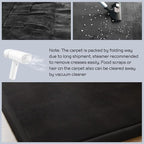 MAXYOYO Black Coral Velvet Area Rug, Thick Japanese Tatami Mat Living Room Carpet with Non-Slip Backing, Large Solid Color Mat for Bedroom Dormitory Yoga, 78 by 118 inch