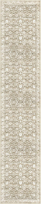 Runner Rug 2x10, Beige Tan White Washable Long Hallway Rug Runner Non-Slip Soft Kitchen Runner Thin Printed Faux Wool Super Soft Carpet for Entryway Bedroom Laundry Room Indoor Home Decor