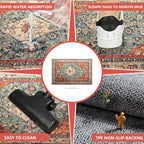 Boho Vintage Oriental Entry Rugs for Entrance Non-Slip Washable Tribal Small Area Rug,Ultra Soft Bohemian Floral Medallion Low-Pile Indoor Front Door Mat for Bedroom Kitchen Bathroom 20" x 32"