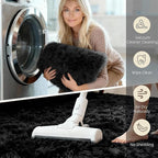 5x7 Solid Fluffy Black Area Rug – Washable, Durable,Large Living Room Rug, Non-Slip High Pile Shag Rugs for Bedroom, Bedside, Dorms, Nursery Rooms, Kids Room, Soft Indoor Floor Carpet Decor