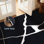 YIHOUSE Abstract Washable Rug 5x7,Ultra Thin Non Slip Black Rugs for Living Room,Modern Minimalist White Stripe Rugs for Bedroom,Dining Room Office Playroom (5'x7',Black-1)