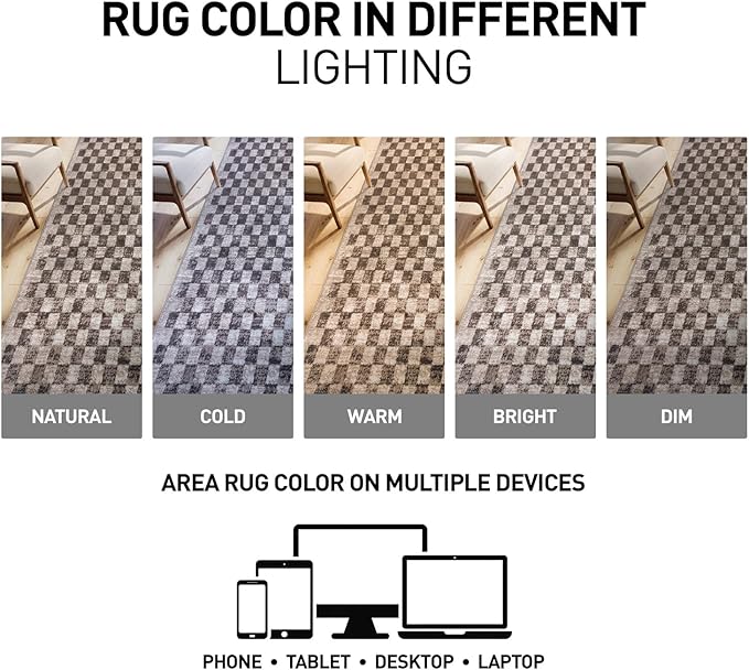 Rugshop Beige Checkered Area Rug – Textured Grid Pattern Carpet for Living Room, Bedroom, or Office – Neutral Contemporary Soft Floor Décor 2' 3" x 8' Runner Beige
