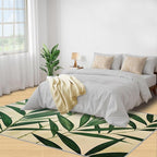 5x8 Bamboo Leaves Kids Rug - Realistic Botanical Art Dining Room Rug, Minimalist Leaves Area Rugs Indoor Modern Rugs for Bedroom Hardwood Floors Teen Room