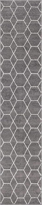 Unique Loom Trellis Frieze Collection Area Rug - Geometric (2' x 10' Runner, Dark Gray/ Ivory)