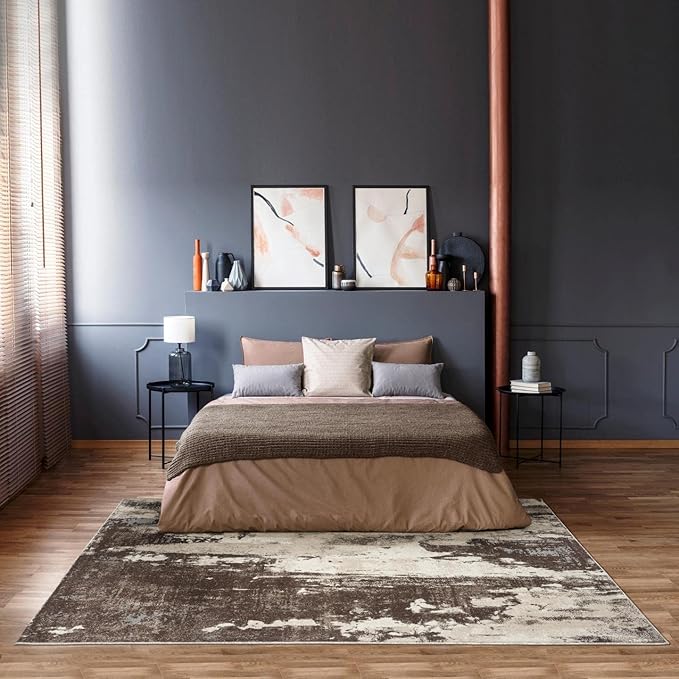 LUXE WEAVERS Euston Collection 7681 Brown 5x7 Modern Abstract Area Rug