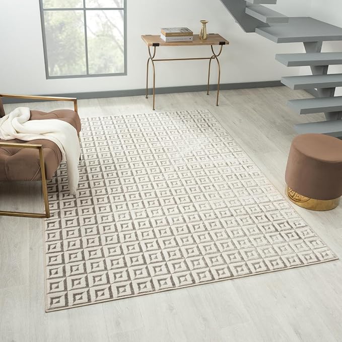LUXE WEAVERS Geometric Greek Pattern Area Rug, Gray, 5'X7'