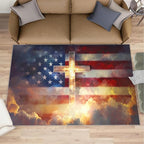 5x6 American Flag Rugs for Office - Stars Stripes Living Room Carpet, Independence Day Bedroom Area Rug Kids Low Pile Rug for Indoor Outdoor Hardwood Floors Home Decor