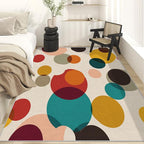 Mid Century Modern Rugs for Home Decor, 5x6 ft, Boho Geometric Circle Area Rugs for Living Room, Soft Non Slip Washable Abstract Geometry Carpet Bedroom Decorations Dt-Ghf-19