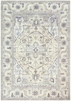 GLN Rugs Traditional Collection - Machine Washable Area Rug, Traditional Washable, Non Slip, Low Pile Chenille Rug, Living Room, Bedroom, Kitchen Rug (5' x 7' Cream/Gray)
