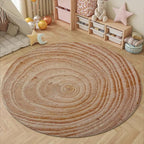 Tree Stump Growth Rings Washable Round Rugs Wood Color Texture Circle Rugs for Living Room Entryway Round Area Rug Soft Non Slip Nursery Carpet for Bedroom Dining Coffee Table 4ft