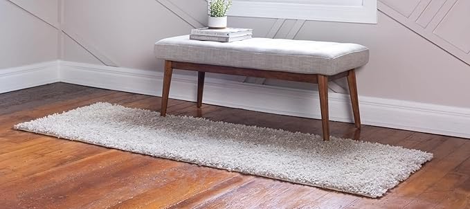 Unique Loom Davos Shag Collection Area Rug - Solid (2' 7" x 20' Runner, Linen)