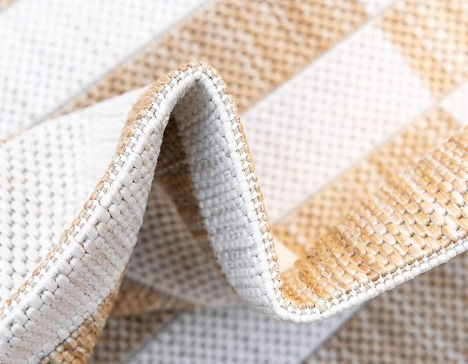 Unique Loom Outdoor Striped Collection Area Rug - Striped (4' 1" Round, Taupe/Ivory)
