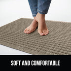GORILLA GRIP Front Door Mat, 47x35, Indoor Outdoor Ultra Absorbent HydroAbsorb Doormat, Absorbs Up to 6 Cups of Water, Stain and Fade Resistant, Rubber Backing Doormats, Captures Dirt, Beige
