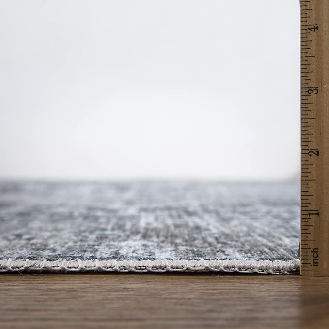 Bloom Rugs Washable Non-Slip 2x3 Rug - Gray/Dark Blue Traditional Oriental Area Rug for Living Room, Bedroom, Dining Room, and Kitchen - Exact Size: 2' x 3'