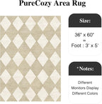 3x5 Checkered Area Rugs for Living Room Beige Machine Washable Large Rug Non-Slip Stain Resistant Low Pile Boho Accent Indoor Throw Carpet for Office Bedroom Dining Room Classroom