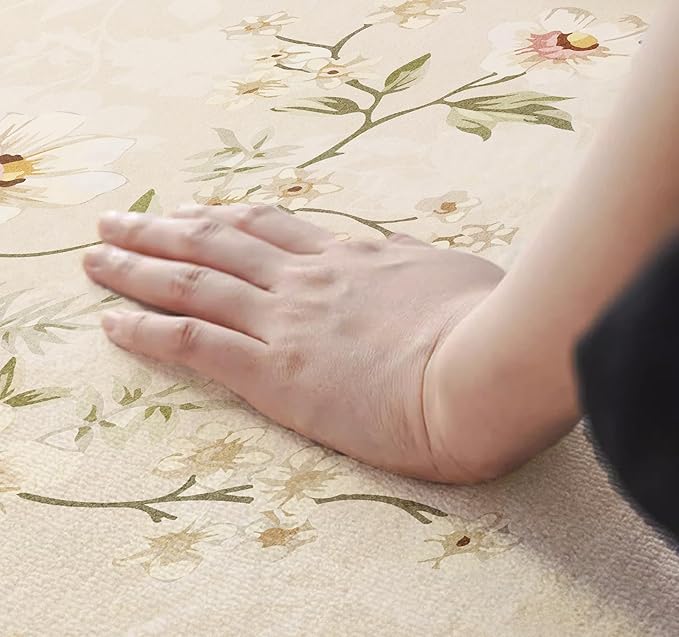 Modern Geometric Area Rug with 3D Layered Double Circle Texture Blue and Brown Red Abstract Minimalist Rugs for Living Room Bedroom Nursery Room Playroom Home Office Washable Indoor Carpet 7x12