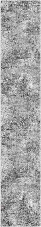 Washable Runner Rug for Hallway: 2.6x14 Neutral Modern Abstract Low Pile Area Rug with Non-Slip Backing - Carpet for Bedroom Kitchen Laundry Entryway Bathroom Indoor - Grey