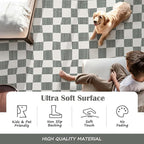 jinchan Runner Rug 2x5 Hallway Washable Modern Checkered Geometric Lattice Kids Bedroom Rug Indoor Floor Cover Non Slip Soft Carpet for Nursery Room Kitchen Laundry Room Home Grey