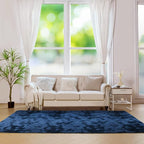 duduta Navy Blue Soft Fluffy Rug 5x8 ft, Tie-Dyed Shag Fuzzy Plush Rectangle Carpet for Bedroom Nursery Living Room Home Decor