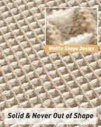 AMOAMI Upgraded Waffle Bath Mat, Super Absorbent Non Slip Bath Mats for Bathroom Floor, Machine Washable Bathroom Rugs with Tassels, Rubber Backed Bathroom Mats, Ultra Soft, 24" x 36",Brown & Cream