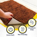 Muddy Mat® | Super Absorbent Door Mat Indoor, Microfiber Quick Dry Chenille Entryway Rug, Non-Slip Front Door Mat, Indoor Mats for Entryway, Machine Washable Pet Rug, Orange 36" x 120"