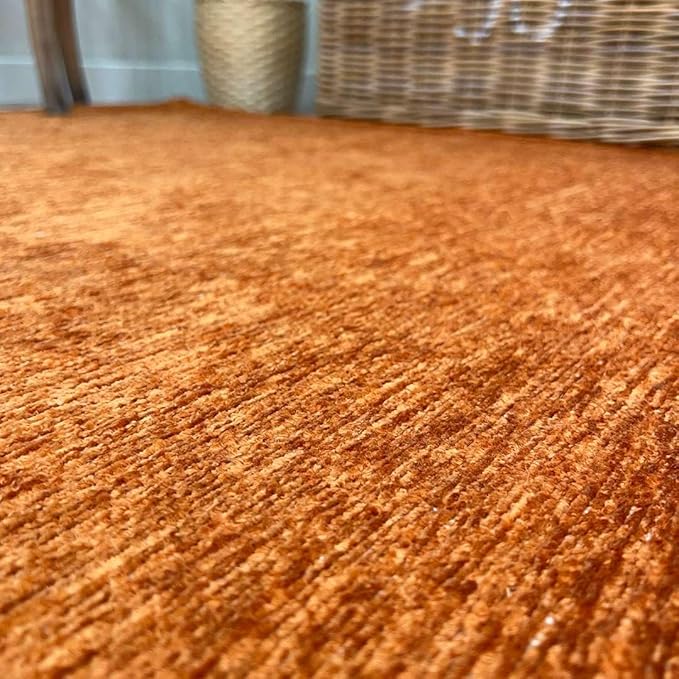 Alfa Rich 7x10 Burnt Orange Washable Area Rugs for Living Room Bedroom Kitchen Cotton Solid Rug