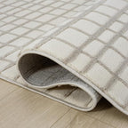 Abani Cream Grid Textured Area Rug - 5 x 8' - Chunky, Plush and Soft Washable Carpet - Perfect for Living Room & Bedroom - Plush Deco Collection