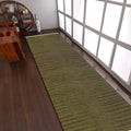 Rugsotic Carpets Hand Woven Flat Weave Kilim Wool ECO-Friendly Area Rugs - 2'6''x12', Runner Shape, Olive Color, Solid Plain Design, Low Pile Handmade Area Rugs for Living Room, Bed Room (D00111)