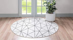 Rugs.com Lattice Trellis Collection Rug – 3 Ft Round White Low-Pile Rug Perfect for Kitchens, Dining Rooms