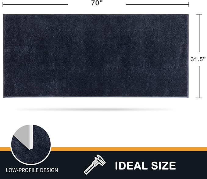 PURRUGS Dirt Trapping Door Mat 31.5" x 70", Non-Slip Machine Washable Entry Rug, Shoe Scraper, Dog Doormat, Super Absorbent Welcome Mat for Front & Back Door, Muddy Shoes & Paws, Navy Blue