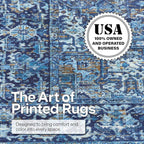 ReaLife Rugs Machine Washable Area Rug - Living Room Bedroom Bathroom Kitchen Entryway Office - Padded Low Pile Stain Resistant Premium - Boho Vintage Traditional - Lyle - Blue 4' x 6'