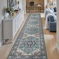 Enkor Runner Rugs for Hallway, 2.6x13 Washable Soft Boho Non Slip Floor Rugs for Kitchen, Modern Mat for Living Room Bedroom Entryway Purple & Green