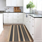 KOZYFLY Striped Front Door Mat 3x5 Ft Brown and Black Front Door Rug Cotton Washable Indoor Outdoor Rug Doormats Outdoor Striped Area Rugs for Kitchen Entryway Front Porch