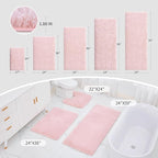 Bathroom Runner Rug 24x70 Pink Non Slip Fluffy Long Bath Mat for Bathroom Floor Washable Plush Luxury Bath Rug for Tub Absorbent Shower Sink Mat Bedside Rug