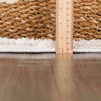 Hauteloom Rosales Farmhouse Living Room Bedroom Modern Moroccan Medallion Area Rug - Soft Shaggy High Low Carpet - High Pile - Bohemian, Boho - White, Beige, Cream - 7'10" x 10'