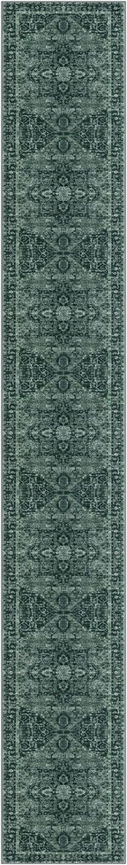 KOZYFLY Runners for Hallways 3x18 Ft Extra Long Washable Faux Wool Thin Runner Rug Printed Stair Carpet for Entryway Bedroom Kitchen Hallway Living Room, Dark Green