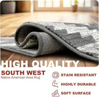 YHSF South West Native American Rug Ritz – Native Tribal American Indian Inspired Rug - Living Room, Bedroom, Hallway, Entryway & High-Traffic Area Rugs - Washable - Soft - Dark Grey, 2 Feet x 3 Feet