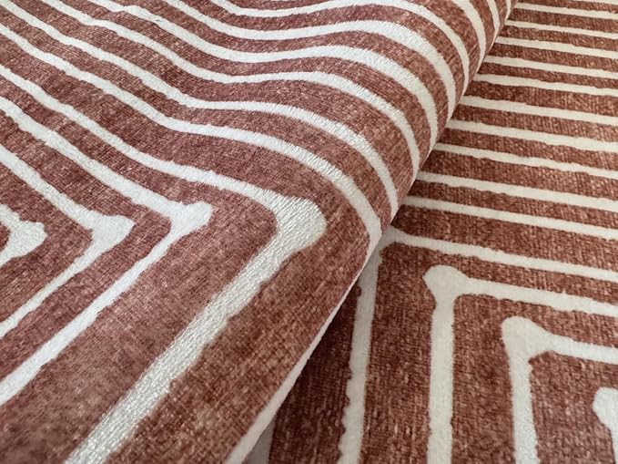 GLN Rugs Contemporary Collection - Machine Washable Area Rug, Contemporary Washable, Non Slip, Low Pile Chenille Rug, Living Room, Bedroom, Kitchen Rug (4' x 6' Beige Orange)