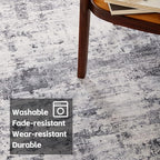 Area Rug 9x12 Washable Rug Black for Living Room, Dining Room, Bedroom, Large Carpets, Non Slip & Non-Shedding Low Pile Vintage Print Rug for Home Office Decor