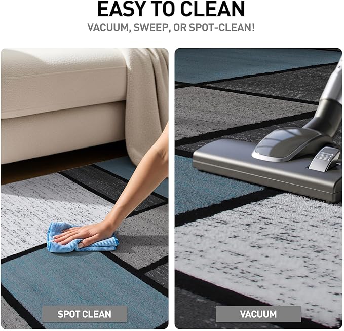 Rugshop Contemporary Modern Boxes for Home Office,Living Room,Bedroom,Kitchen Non Shedding Area Rug 2'7" x 4' Blue