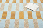 Hand-Tufted Wool Rug with Scalloped Edges, Light Blue Plaid Pattern, Cozy Soft Area Rug for Living Room, Bedroom, and Nursery, Handmade Modern Accent Rug, 4x7 Ft